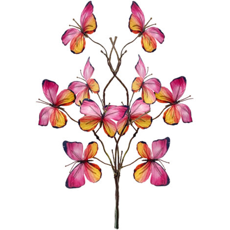 Décorateur Papillon en Papier 2pcs Fée Rose Motif D Stique Single Ornement Animal Multi-coloré pour Maison Printemps Intérieur (1/5)