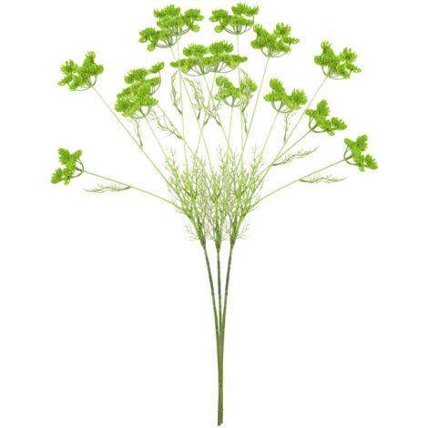 Fleur artificielle décoration 3 pièces Fleur de dentelle 5 têtes bambou vert décor intérieur bent (1/5)