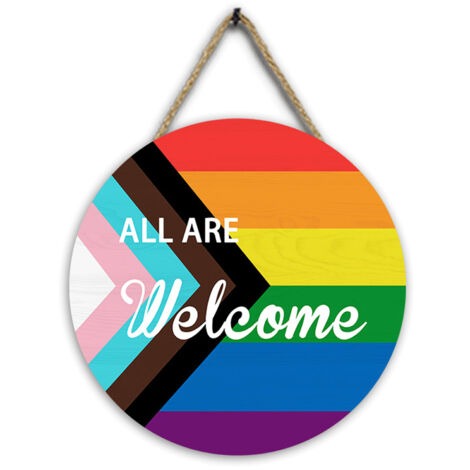 Panneau de Bienvenue Arc-en-Ciel en Bois - Dimensions: 30x30x0.5cm - 1 Pièce - Décor Murale Maison Moderne et Colorée (1/5)