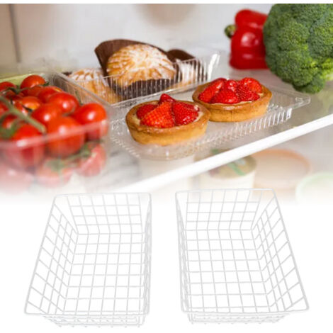 [Panier métallique réfrigérateur] Panier ventilé métallique pour congélateur 2 pièces - Grande capacité, acier rustproof, avec poignées, pour fruits et pains (1/5)