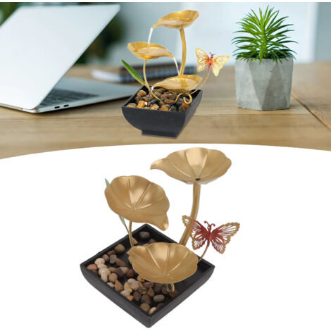Fontaine de Table, Fontaine d'eau Circulante Mini avec LED pour Bureau et Salon, 220-240V AU Plug, 13x13x22.4cm (1/5)