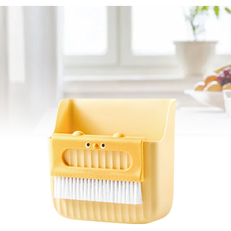 Kit de balayette mini multifonction avec pelle cute ours jaune pour bureau et clavier - ensemble compact et portable pour nettoyage efficace. (1/5)