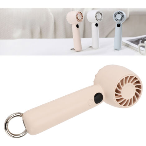 Ventilateur de Voyage Portable à 5 Vitesses avec Affichage Digital, Faible Niveau Sonore, Design Multifonctionnel avec Crochet pour Camping, Outdoor, 1200mAh (Beige) (1/5)