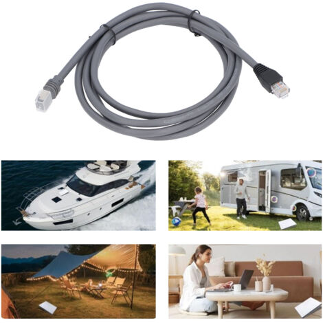 Ethernet Cable Extension avec Connecteur Crystal, Antenne Satellite Rectangulaire Mini, Haute Vitesse, Résistance à l'eau, 2m / 6.6ft, PVC (1/5)