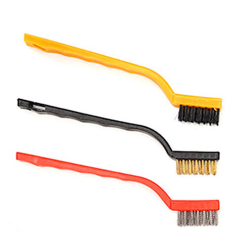 Jeu de Brosses Métalliques 7in 3pcs avec Manche Courbe pour Nettoyer Rouille, Résidus de Soudure et Saletés (1/5)