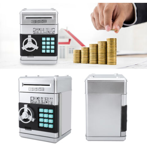 Tirelire ATM Musicale Innovante avec Coffre-fort à Code Argent Epargne en Boîte Décor Bureau Ornement Gris (1/5)