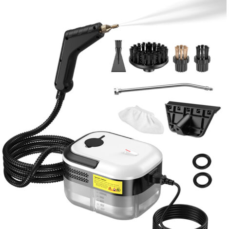 [Cleaner] Nettoyeur Vapeur Portable 1200W, 1200ml, 105℃/221℉, 15s Préchauffage, 3 Brosses + Grattoir + Manche Extension (1/5)