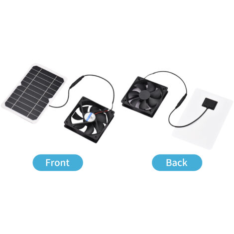 Ventilateur Solaire [Marque] 6W 5V Panneau Polysilicium Noir avec Ventilateur Mini Cooling USB DC IP65 pour Poulailler Maison Roulante Serre Camping (1/5)