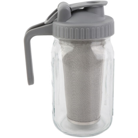 Pitche Mason Jar en Verre avec Couvercle et Filtre - Résistant à l'Infiltration pour Thé Glacé, Café Froid et Boissons - 64oz (2000ml) (1/5)