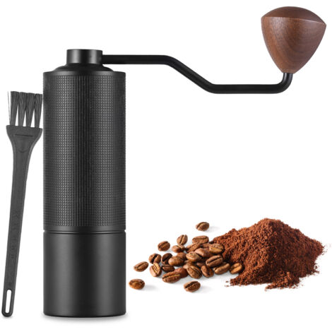 Moulin à café manuel avec manche ergonomique en bois, avec meules coniques 5 cœur, 24 niveaux, bacs en aluminium portable de 25g (1/5)