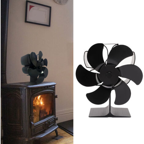 Ventilateur à énergie thermique 6 lames LT370 pour poêle et cheminée aluminium noir (1/5)