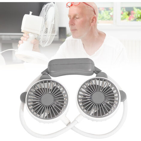 Ventilateur de cou portable rechargeable USB avec flexible métallique et vitesse 2 niveaux - ABS, 190g, blanc, 1 unité (1/5)