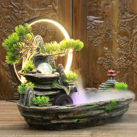 [Fontaine Intérieure] + Resin + Model RWG42 + [Feng Shui Décoratif avec Lumière & Atomiseur] (1/5)