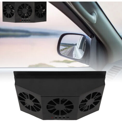 Ventilateur de voiture à panneau solaire 1.5W ABS 3 trous ventilateur d'évacuation noir pour circulation air (1/5)