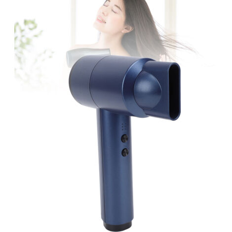 Sèche-cheveux sans fil rechargeable 5000mAh - Séchoir portable pour voyage et camping, 6 vitesses, ABS bleu foncé, prise EU