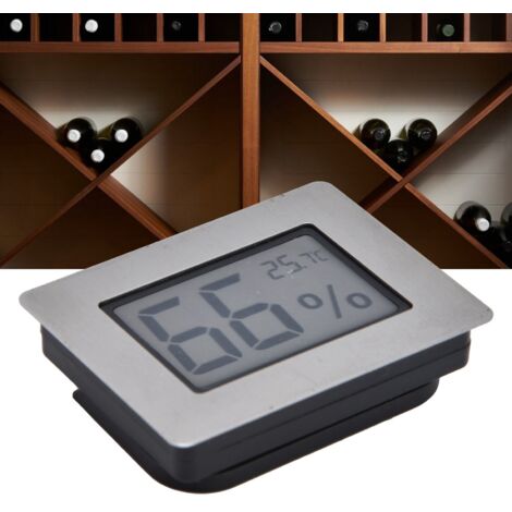 Thermomètre-Hygromètre Électronique LCD Design Encastré pour Boîte à Cigares, Étui de Guitare et Cave à Vin, Matériel ABS+Inox (1/5)