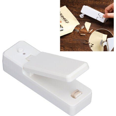 Sacheuse Miniature Portable avec Magnétisme, USB Charging, ABS Blanc pour Aliments Snacks Plastique ≤0.8mm - Lot: Sacheuse + Manuel + Cable USB (1/5)