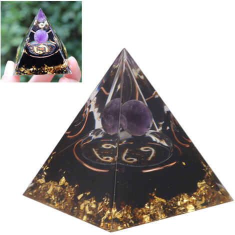 Pyramide d'Orgonite 5cm Cristal Chakra Améthyste Méditation Positive Énergie Cancer (1/5)