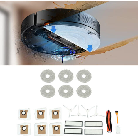 Accessoires pour nettoyeur Dreame : Kit complet avec 1 brosse principale, 4 brosses latérales, 4 filtres, 6 chiffons et 6 sacs (1/5)