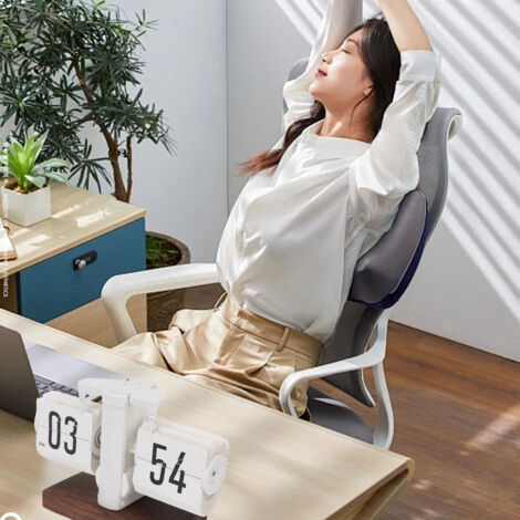 Horloge de Bureau à Flip Automatique Retro, Cadran Blanc, 2600MAH Batterie Lithium, Stainless Steel PVC Walnut Noir, Dimensions 14x20cm, Pour Salon Bureau Décoration (1/5)