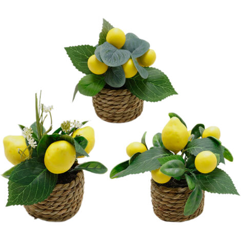 [3PCS Décorations Citron Mini Plantes] Creative Citron Lime Vine Simulée 3 Pièces Maison Bureau Mariage (1/5)
