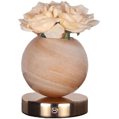Lampadaire [Champagne Rose + Pot Jaune] : Lampe d'ambiance avec rose et planète, réglage 3 tons + continu, recharge USB, cadeau créatif (1/5)