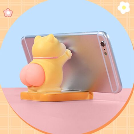 Support pour téléphone portable en résine - Ginger - Chat mignon - Support de bureau avec base stabilisée pour smartphone et tablette, idéal salon bureau chambre (6x9.2x8.3cm) (1/5)