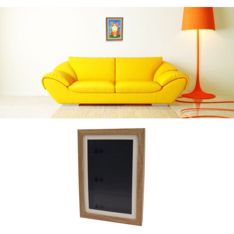 Cadre pour Art Enfants Density Board PS Magnétique Ouverture Frontale Changeable Affichage Artwork avec 50 Photos Dessins Travail Scolaire Brown (1/5)