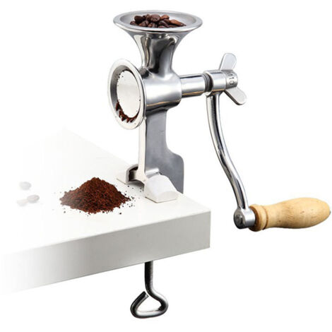 Moulin à grains manuel avec broyeur en acier inoxydable 304 et manche en bois pour café, riz et épices (1/5)