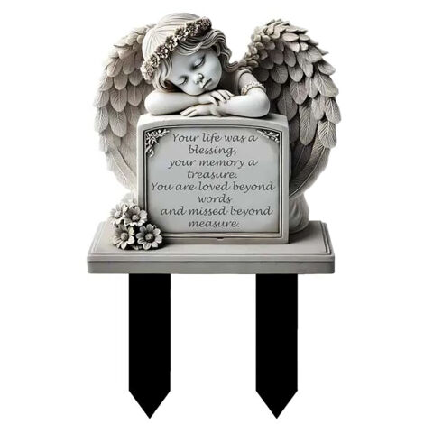 Plaque Tombale Commémorative en Acrylic 【Angel】 [20x13x0.5cm] Décor pour Jardin ou Cour - Plaque Enterrée et Plate (1/5)