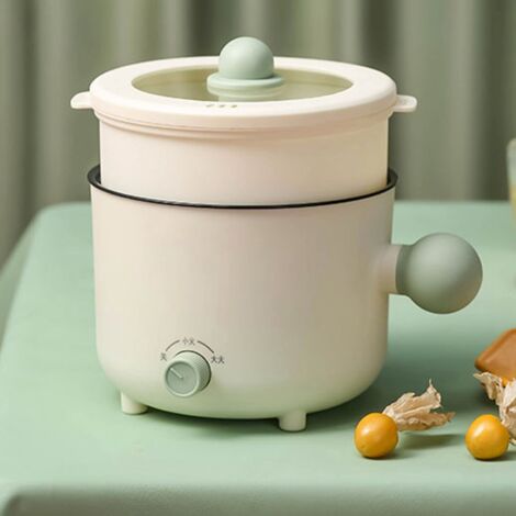 Marmite électrique multifonction 1.8L 300-600W avec panier vapeur pour dortoir étudiants, cuisine nomade, petits espaces Design monobloc, plastique premium. (1/5)