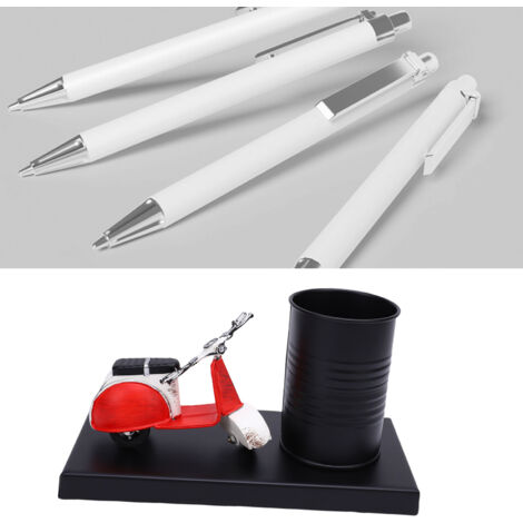 Porte-plume Vintage Modèle L Motocyclette Rouge, Organisateur Multifonction pour Bureau et Maison avec Support 6 Pièces en Fer (1/5)