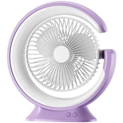 Ventilateur Tournant USB Violet [2400mAh] Silencieux avec Lumière LED pour Bureau et Intérieur (1/5)