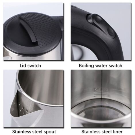 Bouilloire Électrique Stainless Steel 2.3L Noir Interruption Automatique pour Maison Bureau Café Thé (1/5)