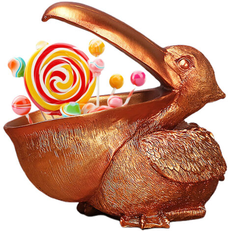 Figurine décorative en résine grande pour cabinet de vin - Pelican doré animal sauvage de luxe et exotique (1/4)
