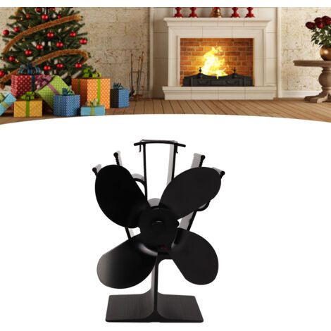 Ventilateur de Cheminée à Energie Thermique LT385, 4 Pales Alliage Aluminium Noir, 80-350°C, Silencieux 25db, Eco-friendly, 190mm Hauteur, Economie d'Energie 16% (1/5)