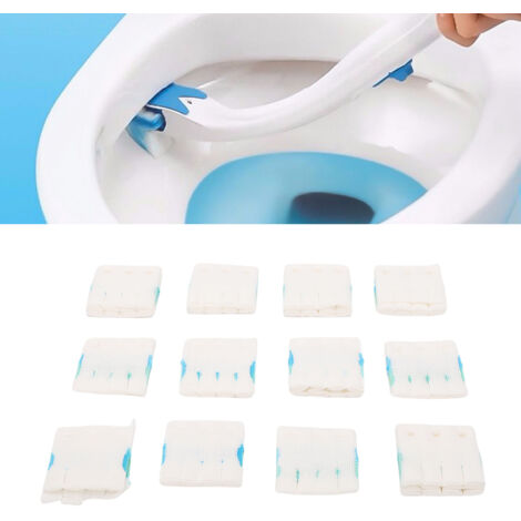 Brossettes de Toilette Jetables Remborquées à Détergent (12 Pièces) - Accessoire de Nettoyage pour WC en Décomposition Automatique Urine, Tartre & Savon avec Gel Concentré et Applicateurs Familles et (1/5)