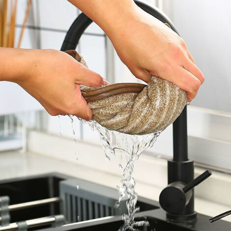 Tissus à vaisselle 30x30cm rechargeables très absorbants et anti-graisse en fibre de bambou pour nettoyage rapide de la cuisine (300g/0.7lb, lot de 30) (1/5)