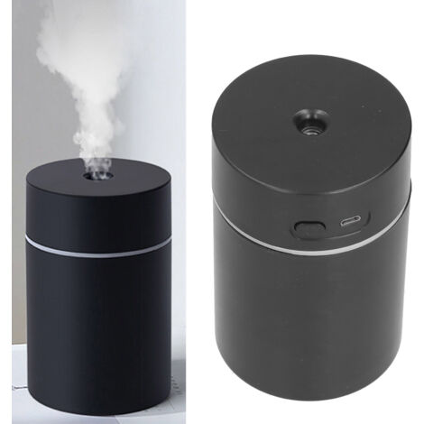 [Humidificateur pour Voiture] + Humidificateur USB Mini Portable Silencieux + Noir + 300ml ABS/Silicone