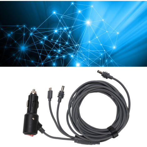 Câble d'alimentation satellite 3 en 1 Rain Proof USB C / prise cigarette / DC, cordon d'extension de 3 mètres / 9.8 pieds avec fusible, PVC (1/5)