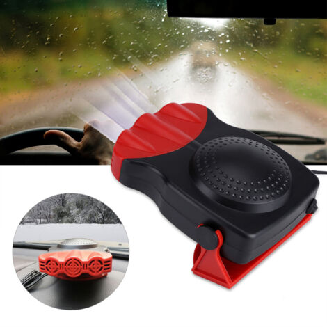 Ventilateur chauffant 12V voiture, chauffage rapide, 150W, ABS noir/rouge, 120cm cable, 3 ventilateurs, demistage fenêtres, 17x11x4cm (1/5)