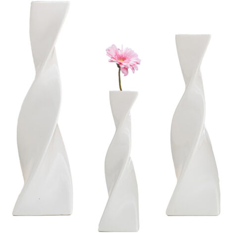 Vase Céramique Collection Blanche Mat - Ensemble Géométrique Irrégulier Créatif pour Fleurs Séchées et Arrangements Déco Style INS (1/5)
