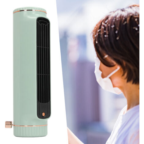 Ventilateur de Table Sans Ventilateur 3 Vitesses Silencieux Rechargeable pour Bureau Chambre Extérieur Vert (ABS/Métal, 26.67cm, 1200mAh) (1/5)