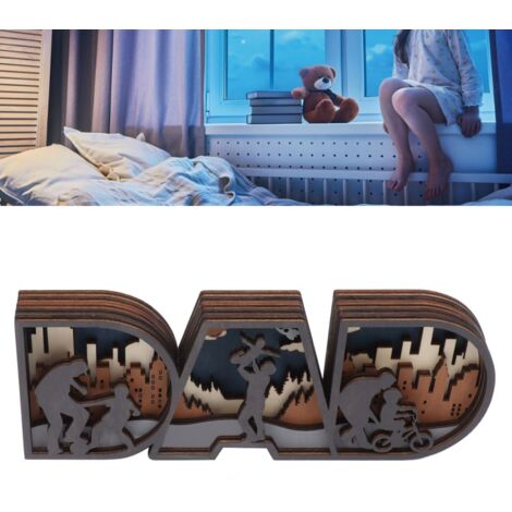 Lettre "DAD" Lumineuse Décorative lumineuse à piles en bois (RL44), lettres sign lumineuse pour décor Noël, décoration chaleureuse pour bureau et cadeau famille (1/5)