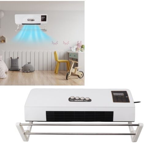 Radiateur mural électrique 1800W avec ventilation et contrôle à distance, à faible bruit, timer, pour maison bureau (ABS/PP, blanc, 55cm, noir) (1/5)