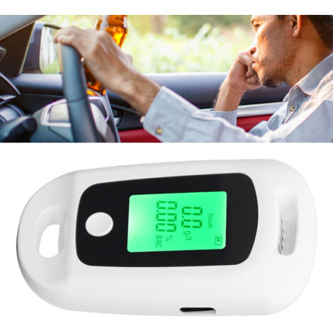 Testeur d'Alcool avec Écran LCD, USB Rechargeable, Haute Précision, Portable, Détection Rapide, Poids Léger 63g, Purification Intégrée, ABS, Blanc (1/5)