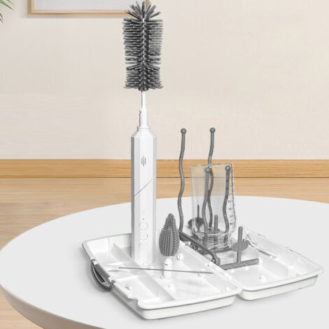 Brosse Electrique pour Bouteille Baby, Kit avec 2 Embouts et Brosse Tuyau, IPX7, Batterie 1200mAh Rechargeable, 3 Vitesses, Manche Long, Range Filet et Boite Stockage, Design Portable pour Voyage et M (1/5)