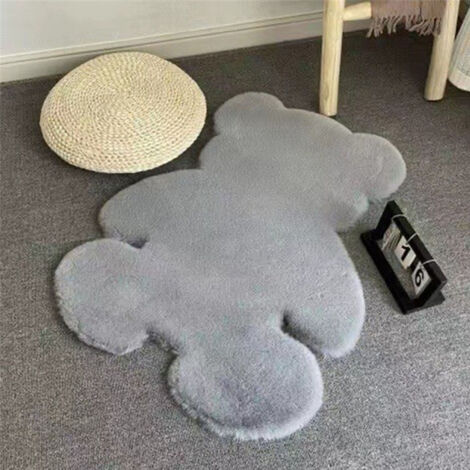 Tapis Décoration - Tapis pour Chambre d'Enfant en Forme de Peluche Douce, Mat Floor shaggy Gris 45x60 pour Filles (1/5)