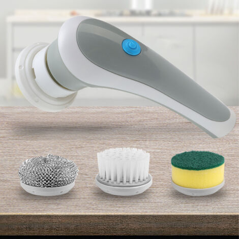 [Balai Électrique Rotatif] Brisebotons 360° Rechargeable USB Portable avec 3 Brosses Gris ABS 1200mAh 306g (1/5)