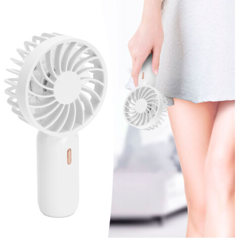 Ventilateur Portatif Manuel USB Rechargeable avec Pince de Serrage Étanche pour Voyage Bureau Étude Blanc (1/5)